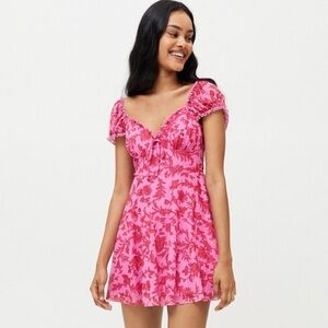 Urban Outfitters Audrey Floral Printed Mini Dress Small Pink Blush Floral Dress